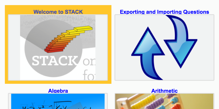 Panels of resources related to writing STACK questions.