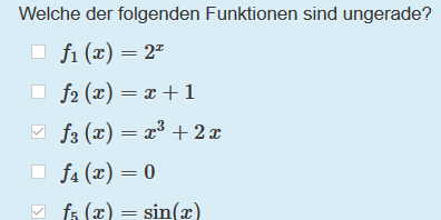 A multiple choice question in STACK.