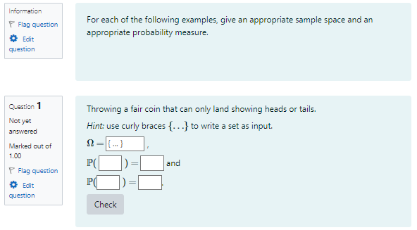 Figure showing a STACK question on Probability.