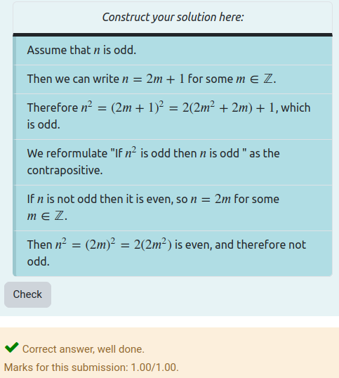 A STACK Parson's question for the example in this case study showing an alternative correct answer