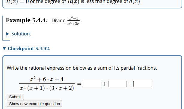 Preview of a PreText textbook featuring a STACK question