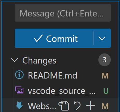 Source Control area in VSCode